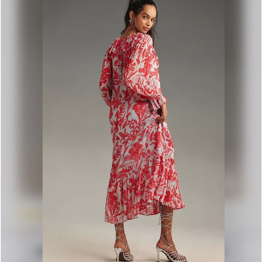 🌸Chiffon Ruffle Midi Dress - Picture 3 of 3